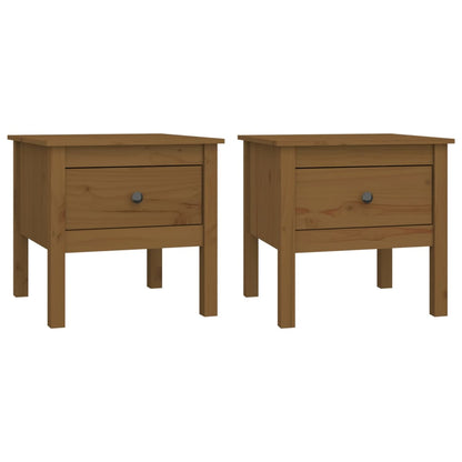 vidaXL Tables d'appoint 2 pcs Marron miel 50x50x49 cm Bois de pin massif