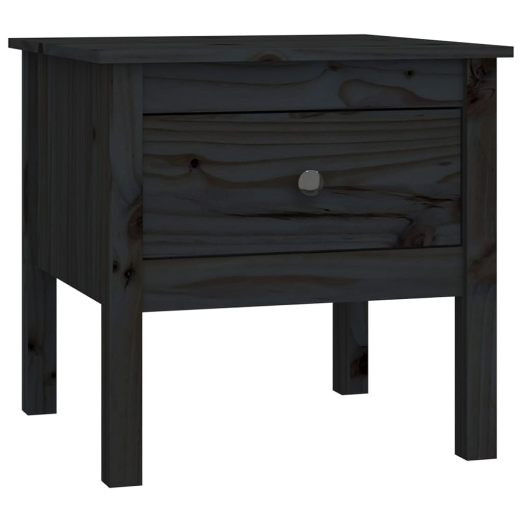 vidaXL Table d'appoint noir 50x50x49 cm Bois de pin massif