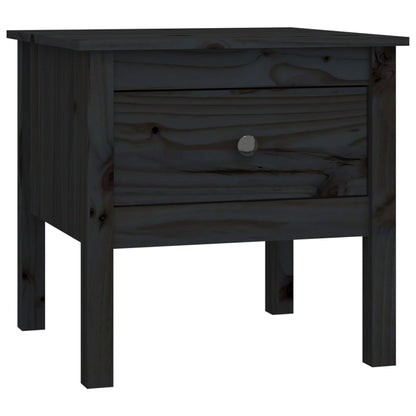 vidaXL Table d'appoint noir 50x50x49 cm Bois de pin massif