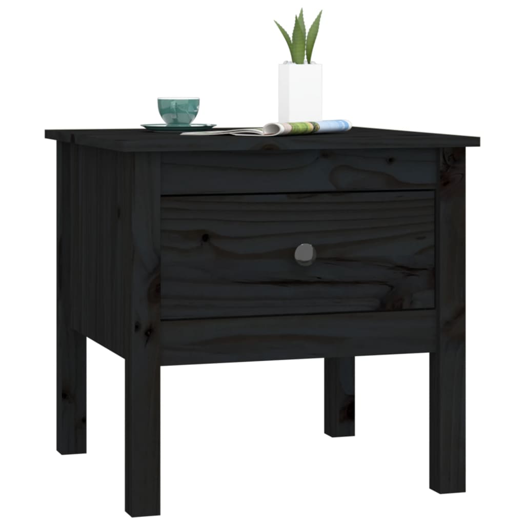 vidaXL Table d'appoint noir 50x50x49 cm Bois de pin massif