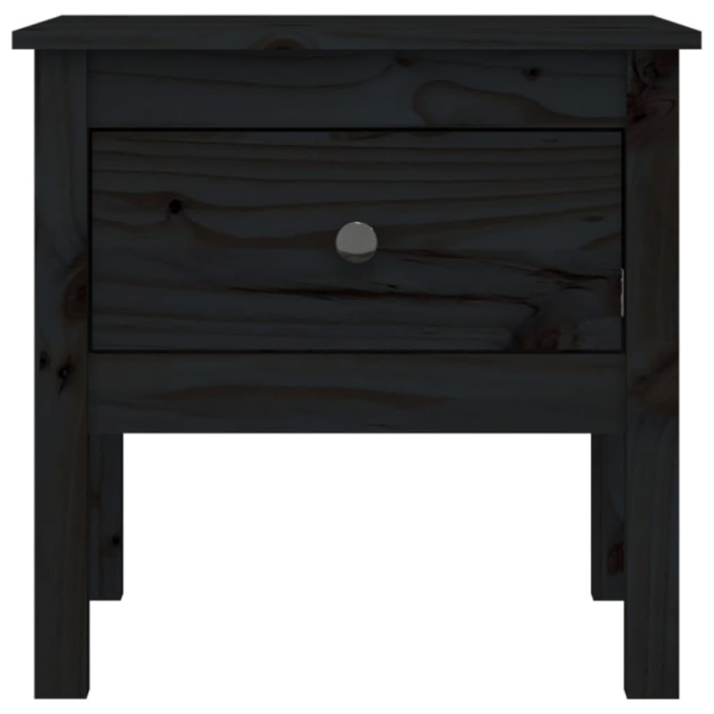 vidaXL Table d'appoint noir 50x50x49 cm Bois de pin massif