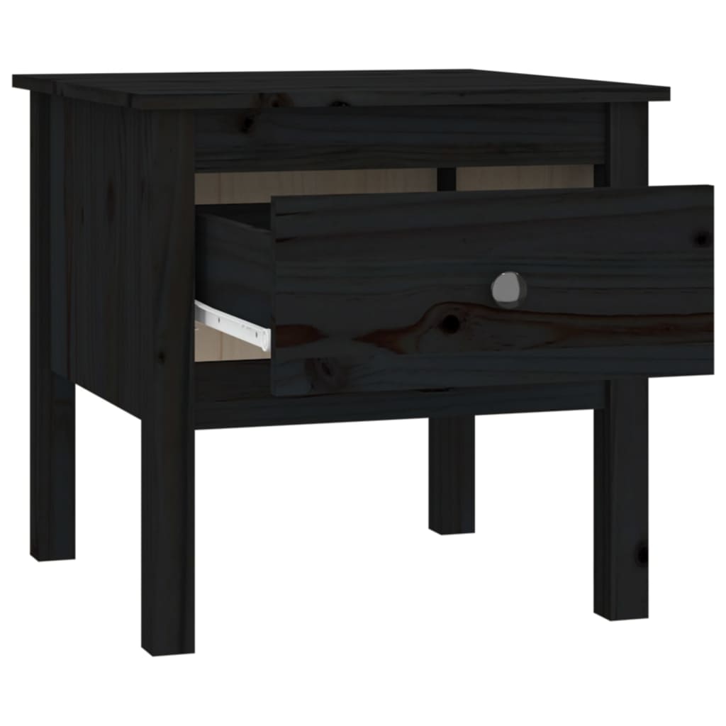 vidaXL Table d'appoint noir 50x50x49 cm Bois de pin massif