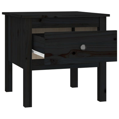 vidaXL Table d'appoint noir 50x50x49 cm Bois de pin massif