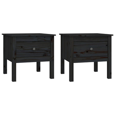 vidaXL Tables d'appoint 2 pcs Noir 50x50x49 cm Bois de pin massif