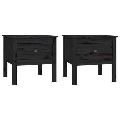 vidaXL Tables d'appoint 2 pcs Noir 50x50x49 cm Bois de pin massif