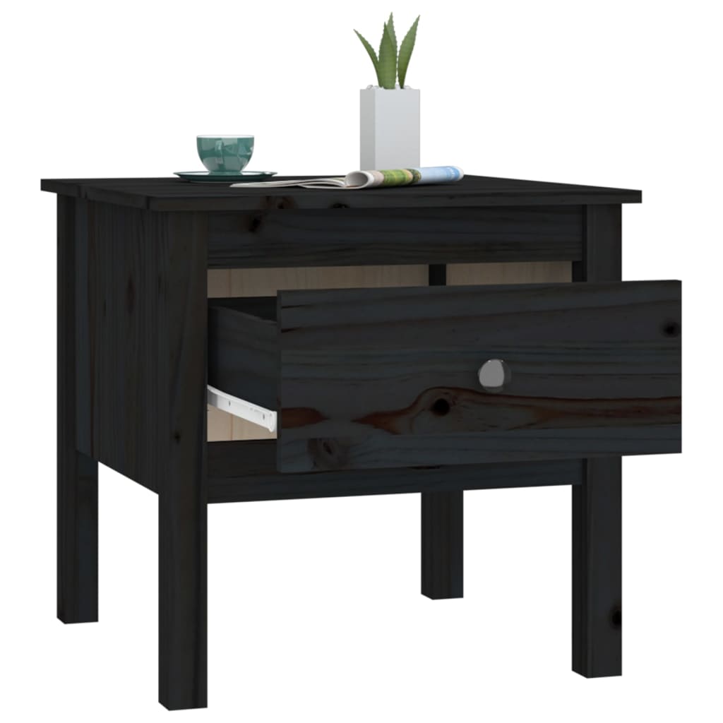 vidaXL Tables d'appoint 2 pcs Noir 50x50x49 cm Bois de pin massif