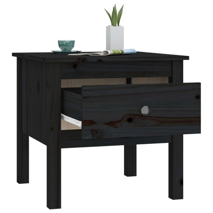vidaXL Tables d'appoint 2 pcs Noir 50x50x49 cm Bois de pin massif