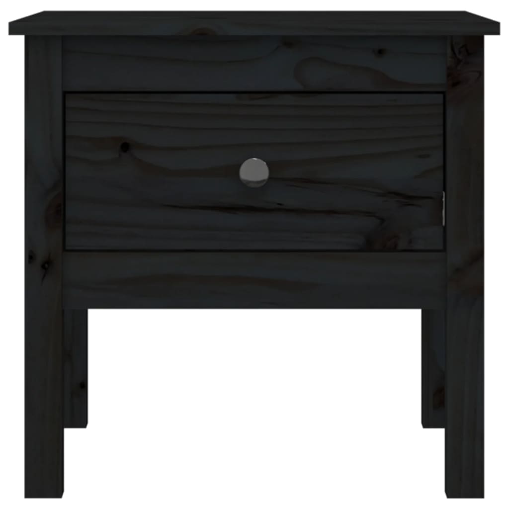 vidaXL Tables d'appoint 2 pcs Noir 50x50x49 cm Bois de pin massif