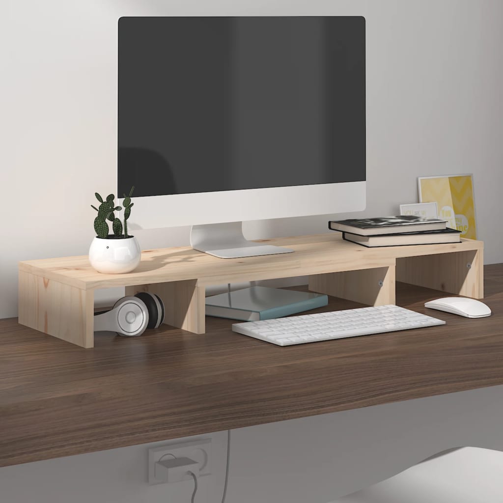 vidaXL Support d'écran 80x24x10,5 cm Bois de pin massif