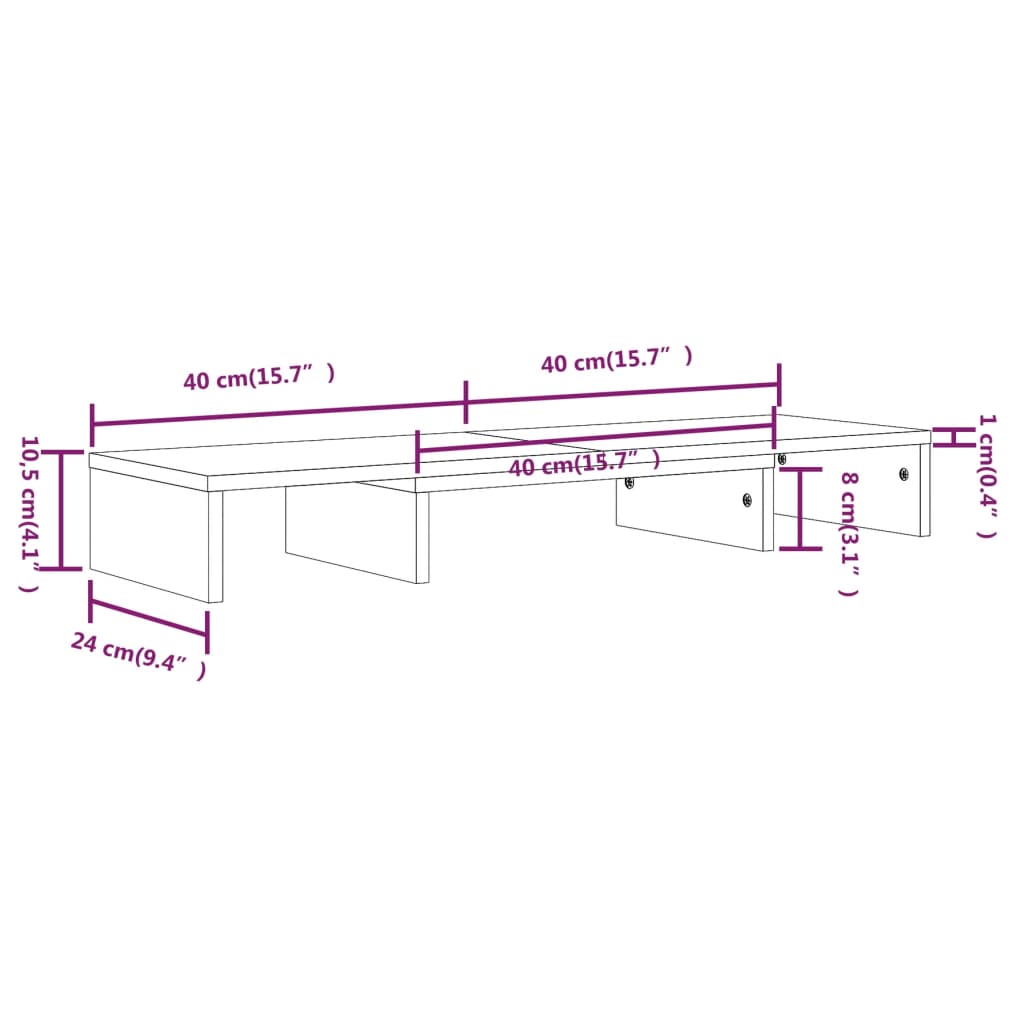 vidaXL Support d'écran 80x24x10,5 cm Bois de pin massif
