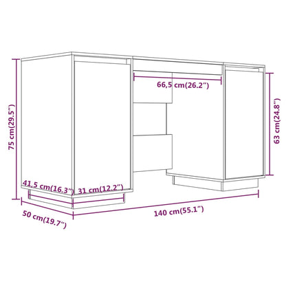 vidaXL Bureau 140x50x75 cm Bois de pin massif