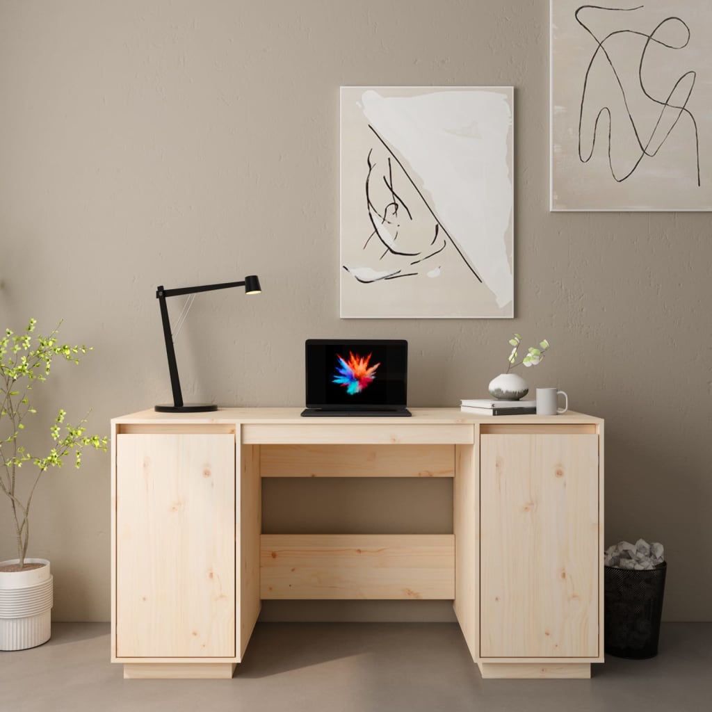 vidaXL Bureau 140x50x75 cm Bois de pin massif