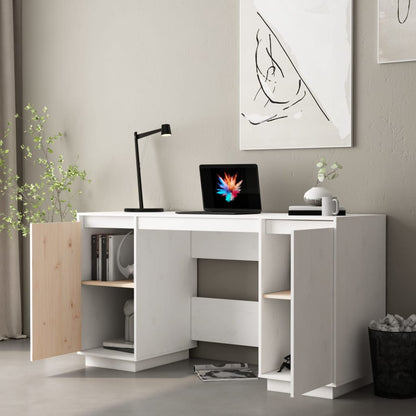 vidaXL Bureau blanc 140x50x75 cm Bois de pin massif