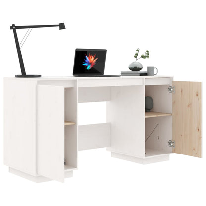 vidaXL Bureau blanc 140x50x75 cm Bois de pin massif