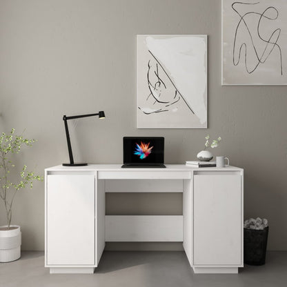 vidaXL Bureau blanc 140x50x75 cm Bois de pin massif