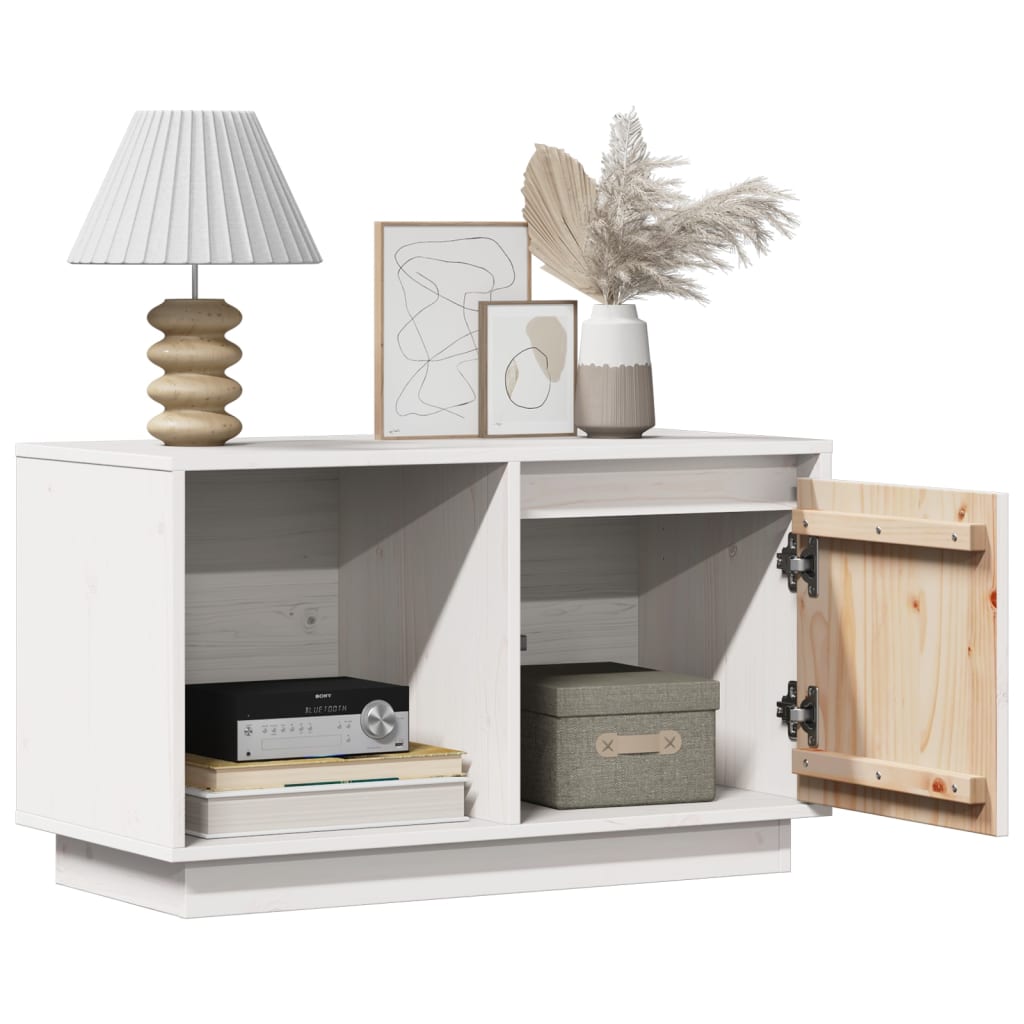 vidaXL TV-Schrank Weiß 74x35x44 cm Massivholz Kiefer
