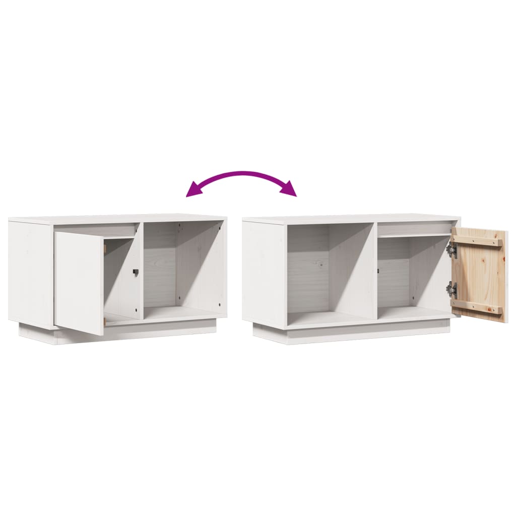 vidaXL TV-Schrank Weiß 74x35x44 cm Massivholz Kiefer
