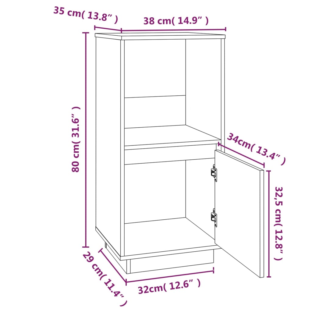 vidaXL Buffet 38x35x80 cm Bois de pin massif