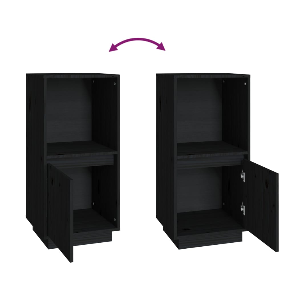 vidaXL Buffet noir 38x35x80 cm Bois de pin massif