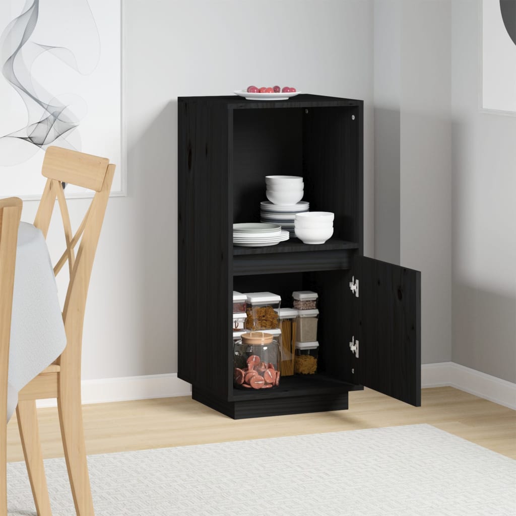vidaXL Buffet noir 38x35x80 cm Bois de pin massif