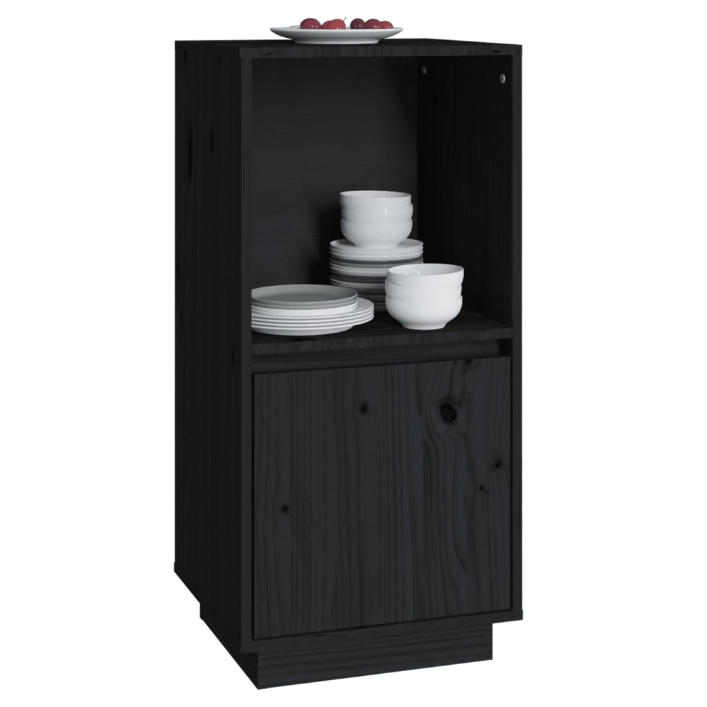 vidaXL Buffet noir 38x35x80 cm Bois de pin massif
