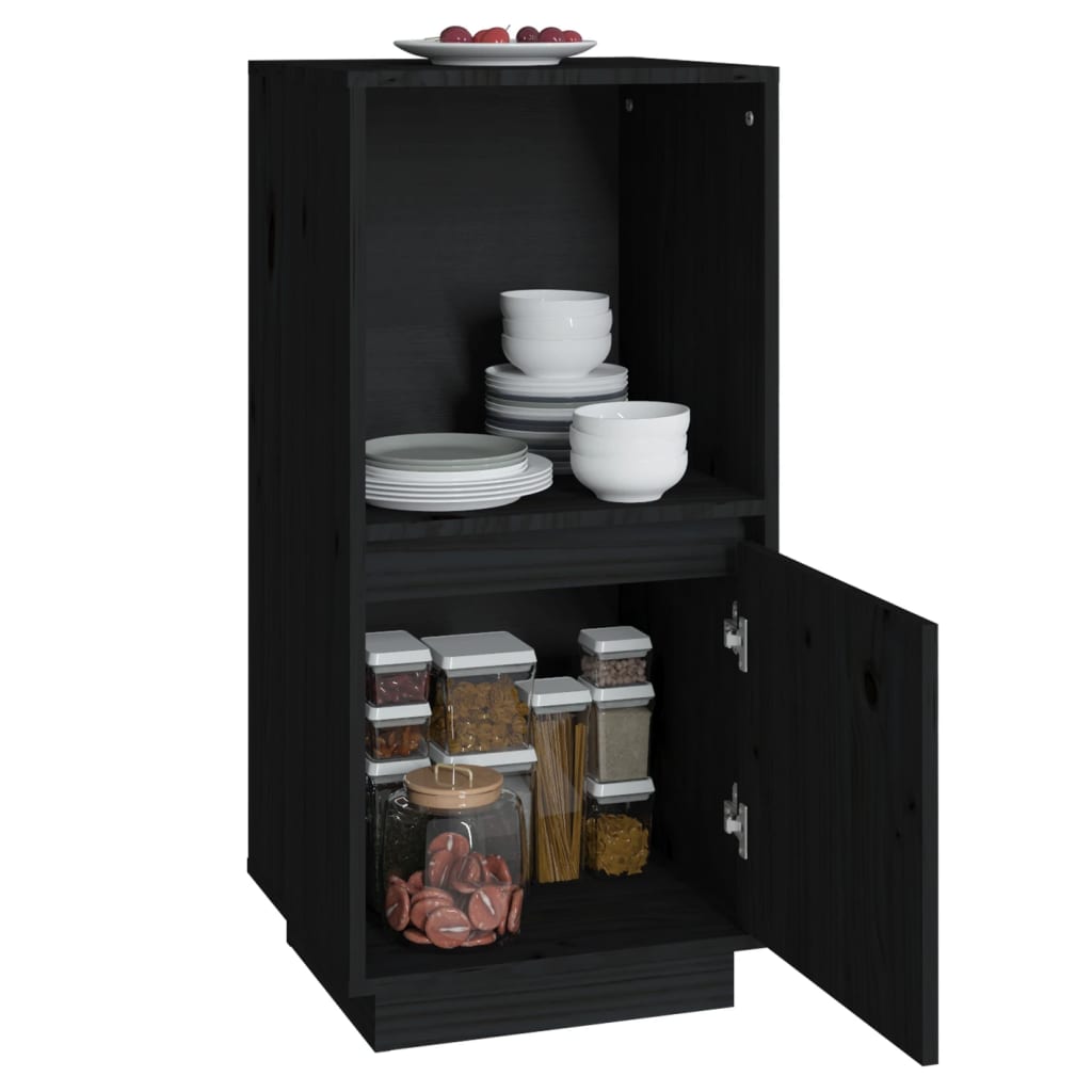 vidaXL Buffet noir 38x35x80 cm Bois de pin massif