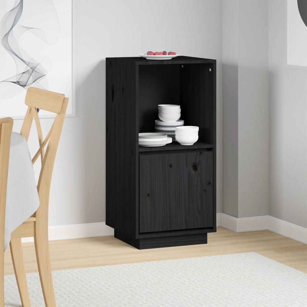 vidaXL Buffet noir 38x35x80 cm Bois de pin massif