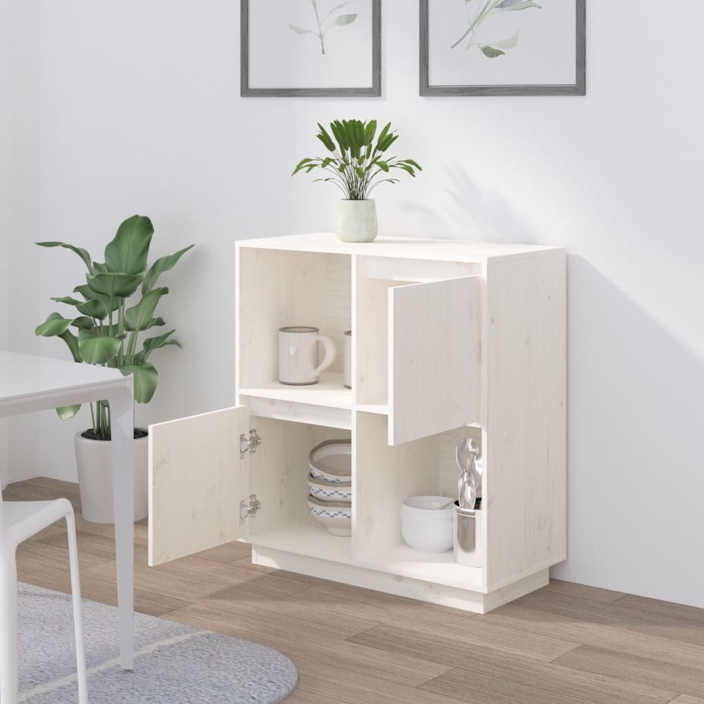 vidaXL Buffet blanc 74x35x80 cm Bois de pin massif