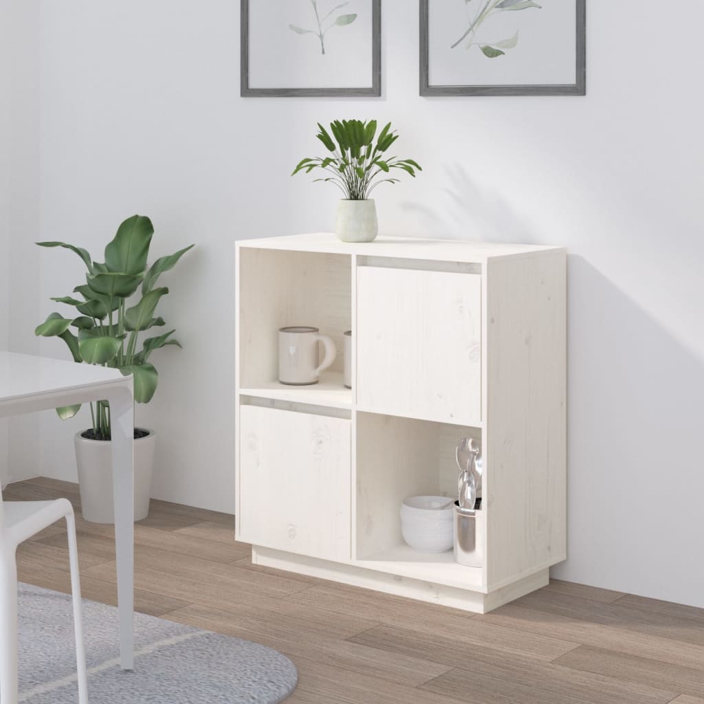 vidaXL Buffet blanc 74x35x80 cm Bois de pin massif