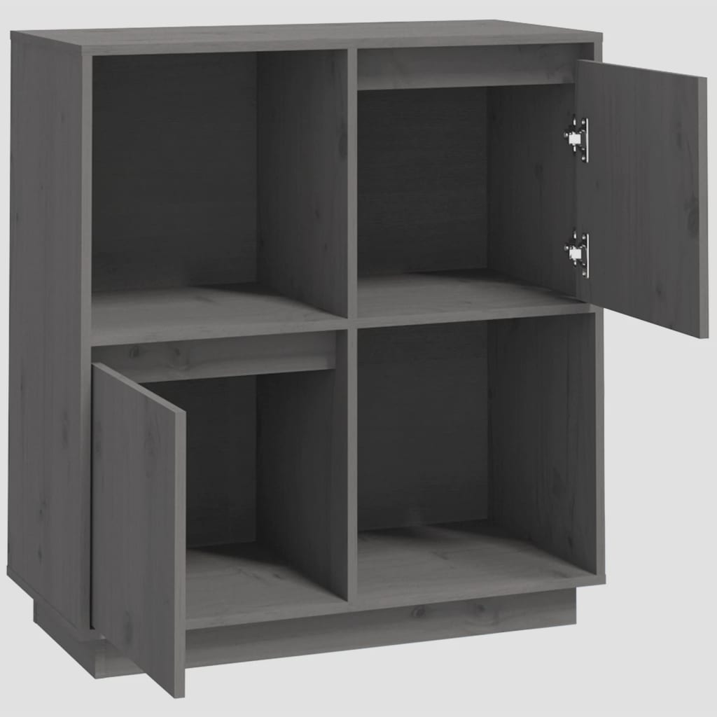 vidaXL Sideboard Grau 74x35x80 cm Massivholz Kiefer