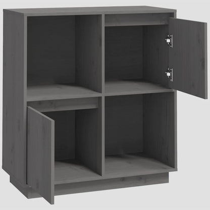 vidaXL Sideboard Grau 74x35x80 cm Massivholz Kiefer