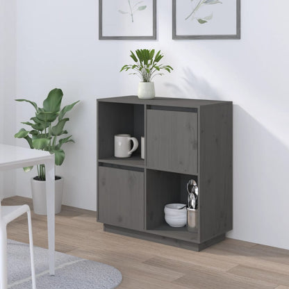 vidaXL Sideboard Grau 74x35x80 cm Massivholz Kiefer