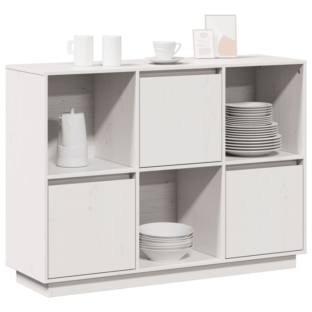 vidaXL Commode blanche 110,5x35x80 cm Bois de pin massif