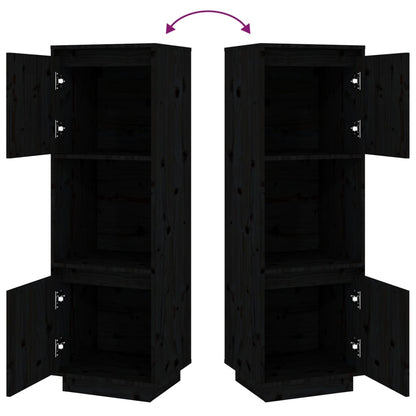 vidaXL Highboard Schwarz 38x35x117 cm Massivholz Kiefer