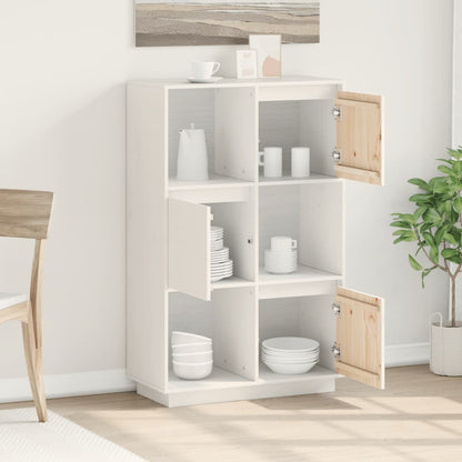 vidaXL Highboard Weiß 74x35x117 cm Massivholz Kiefer