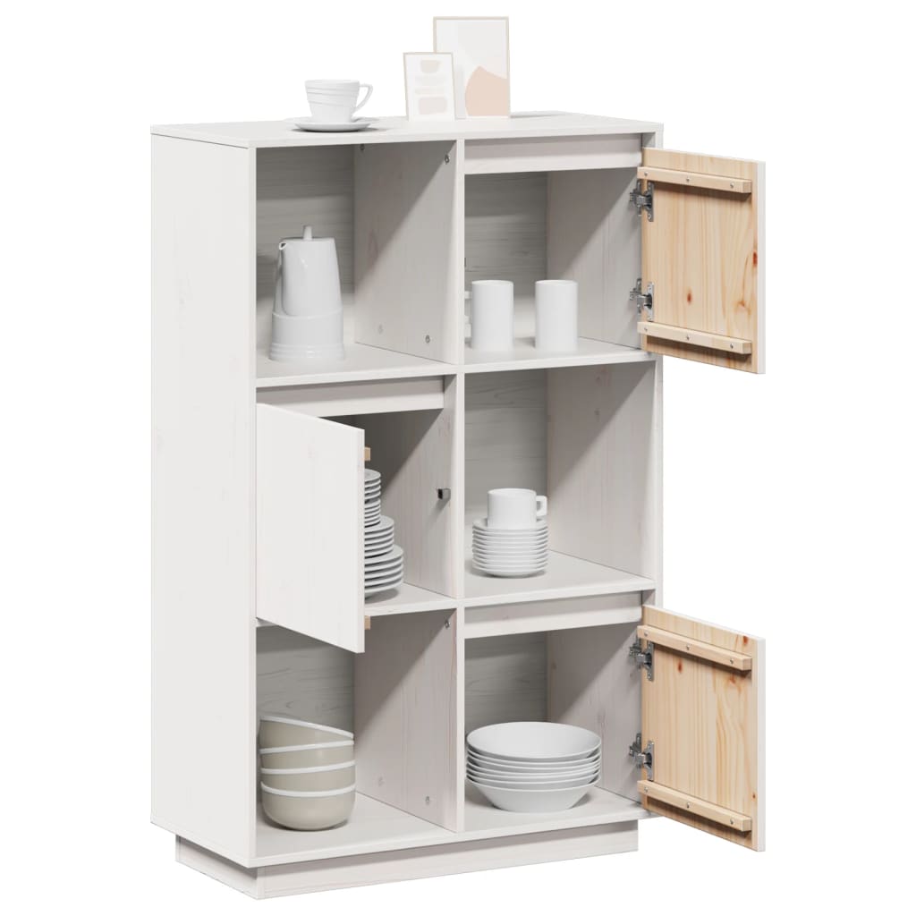 vidaXL Highboard Weiß 74x35x117 cm Massivholz Kiefer