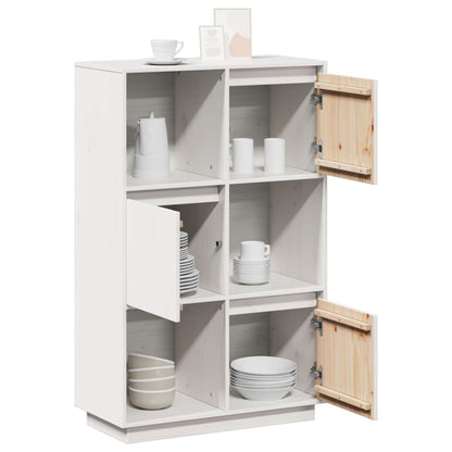 vidaXL Highboard Weiß 74x35x117 cm Massivholz Kiefer