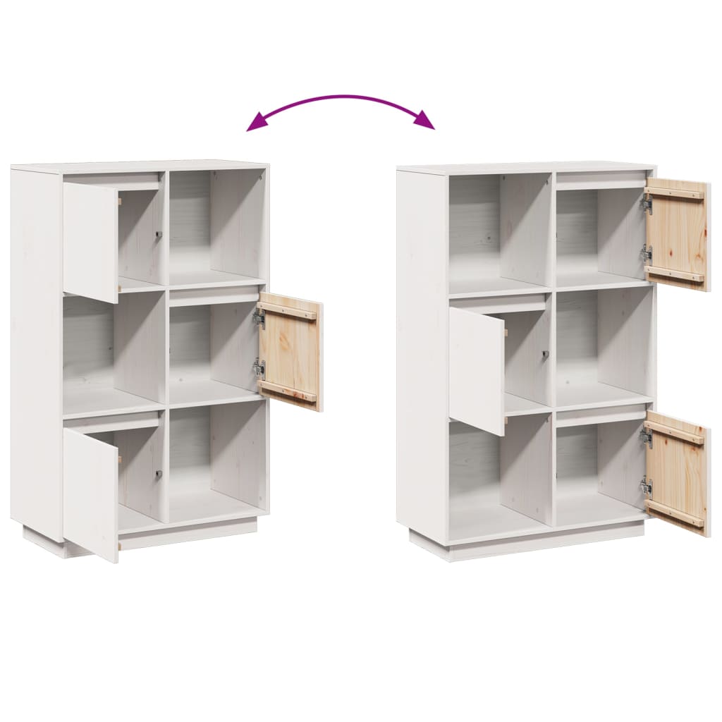 vidaXL Highboard Weiß 74x35x117 cm Massivholz Kiefer