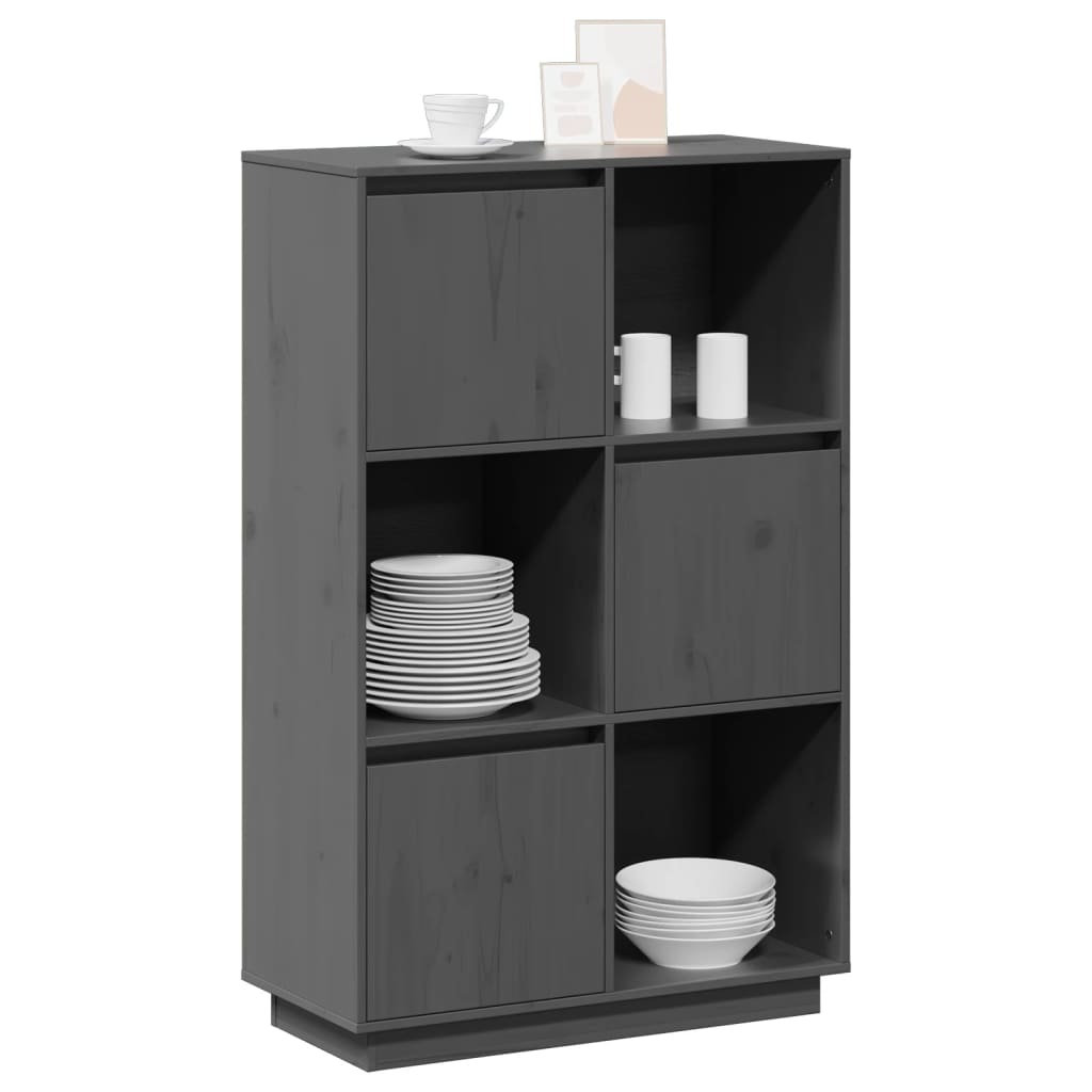 vidaXL Highboard Grau 74x35x117 cm Massivholz Kiefer