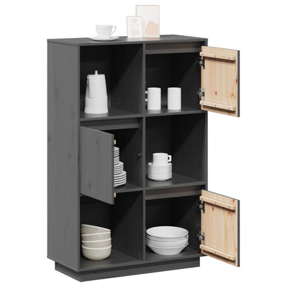 vidaXL Highboard Grau 74x35x117 cm Massivholz Kiefer