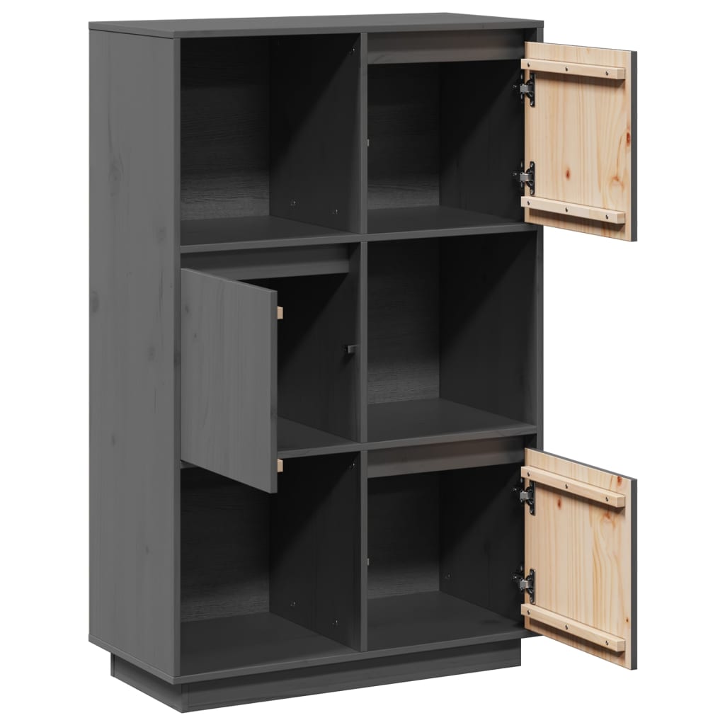 vidaXL Highboard Grau 74x35x117 cm Massivholz Kiefer