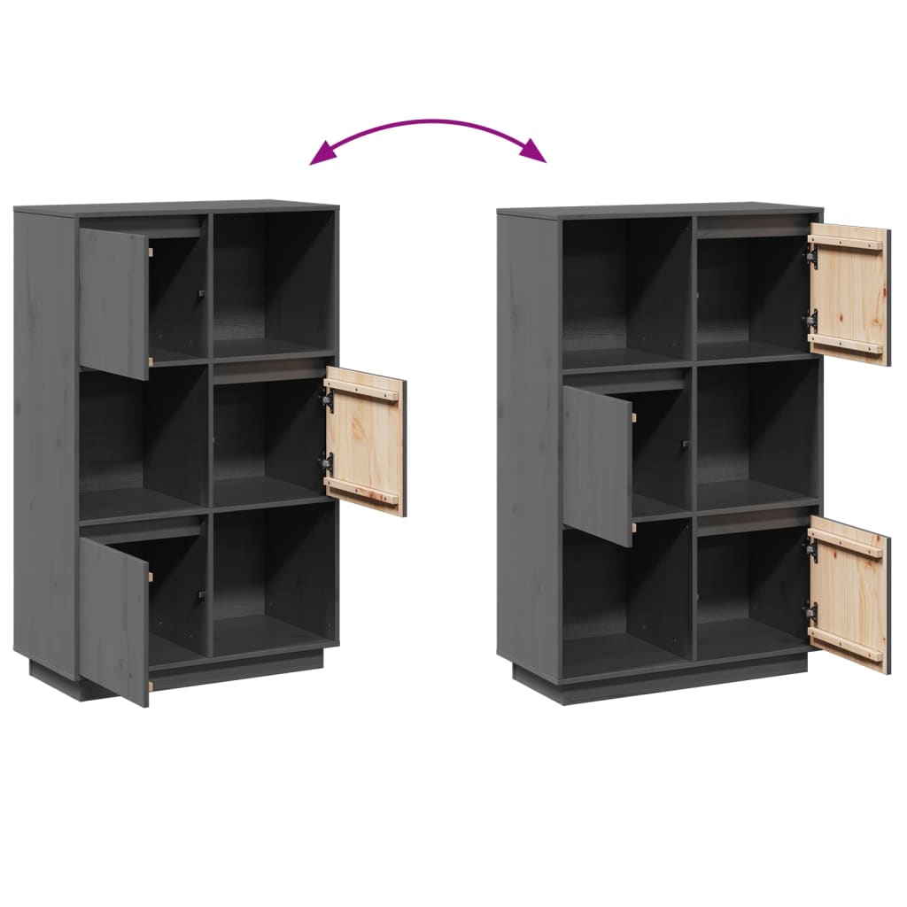 vidaXL Highboard Grau 74x35x117 cm Massivholz Kiefer