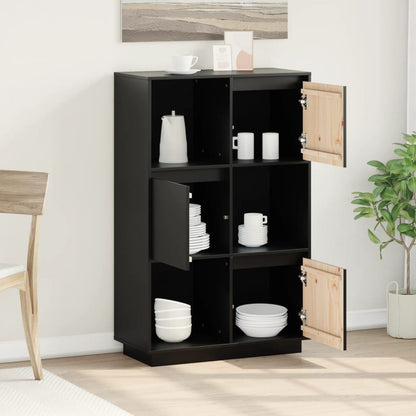 vidaXL Highboard Schwarz 74x35x117 cm Massivholz Kiefer