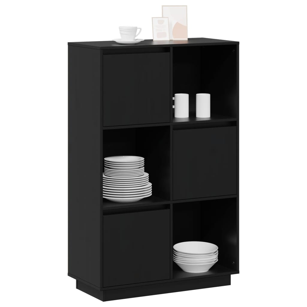 vidaXL Highboard Schwarz 74x35x117 cm Massivholz Kiefer