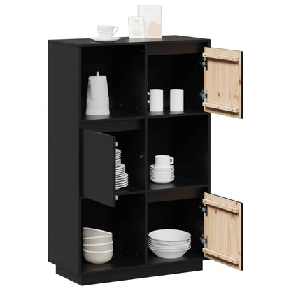 vidaXL Highboard Schwarz 74x35x117 cm Massivholz Kiefer