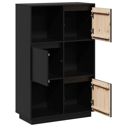 vidaXL Highboard Schwarz 74x35x117 cm Massivholz Kiefer
