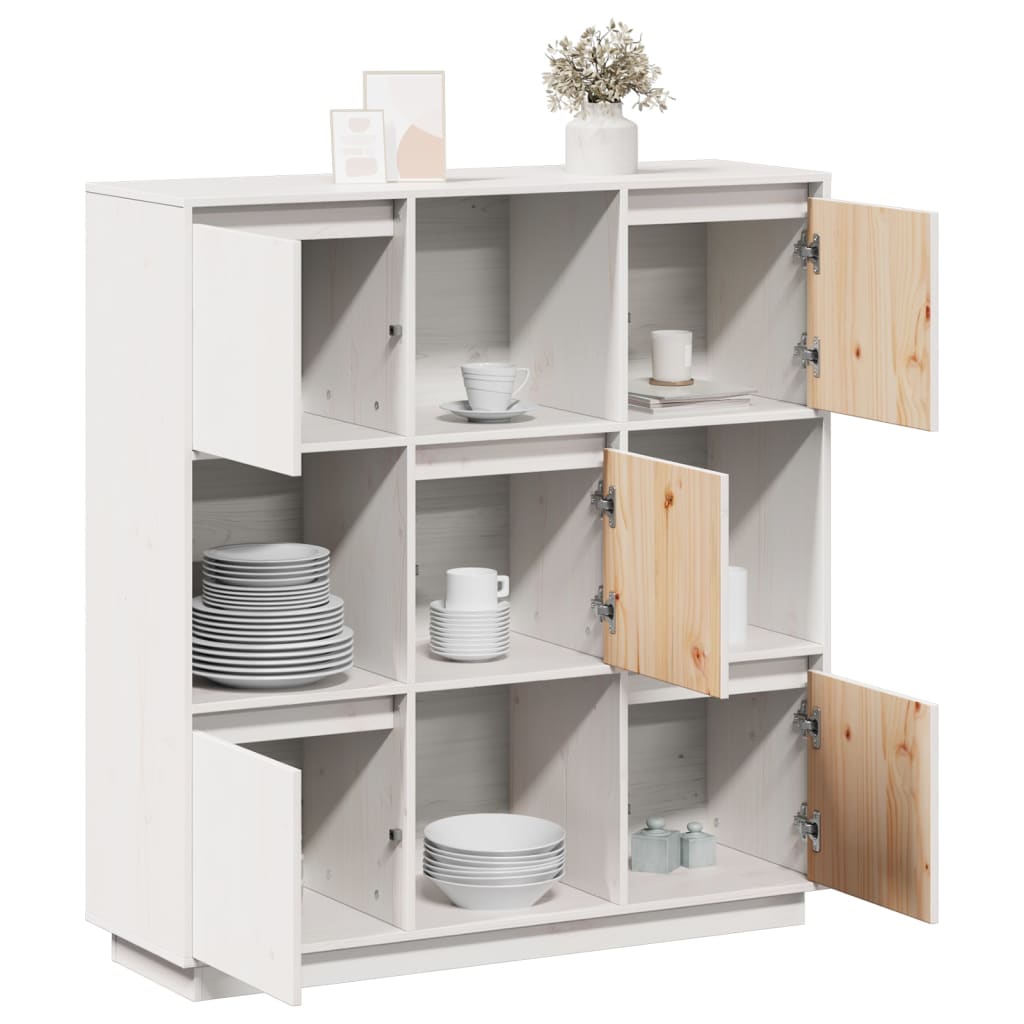 vidaXL Bahut haut blanc 110,5x35x117 cm en pin massif