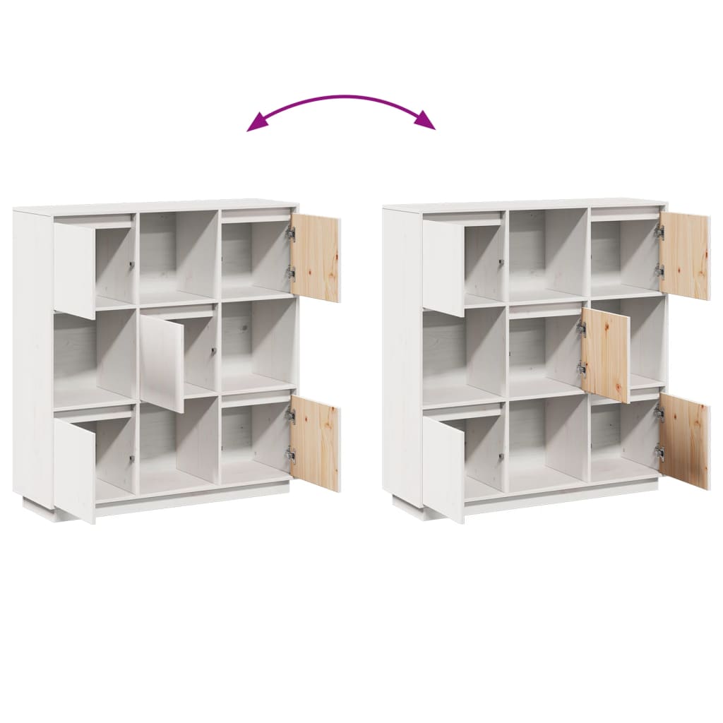 vidaXL Bahut haut blanc 110,5x35x117 cm en pin massif
