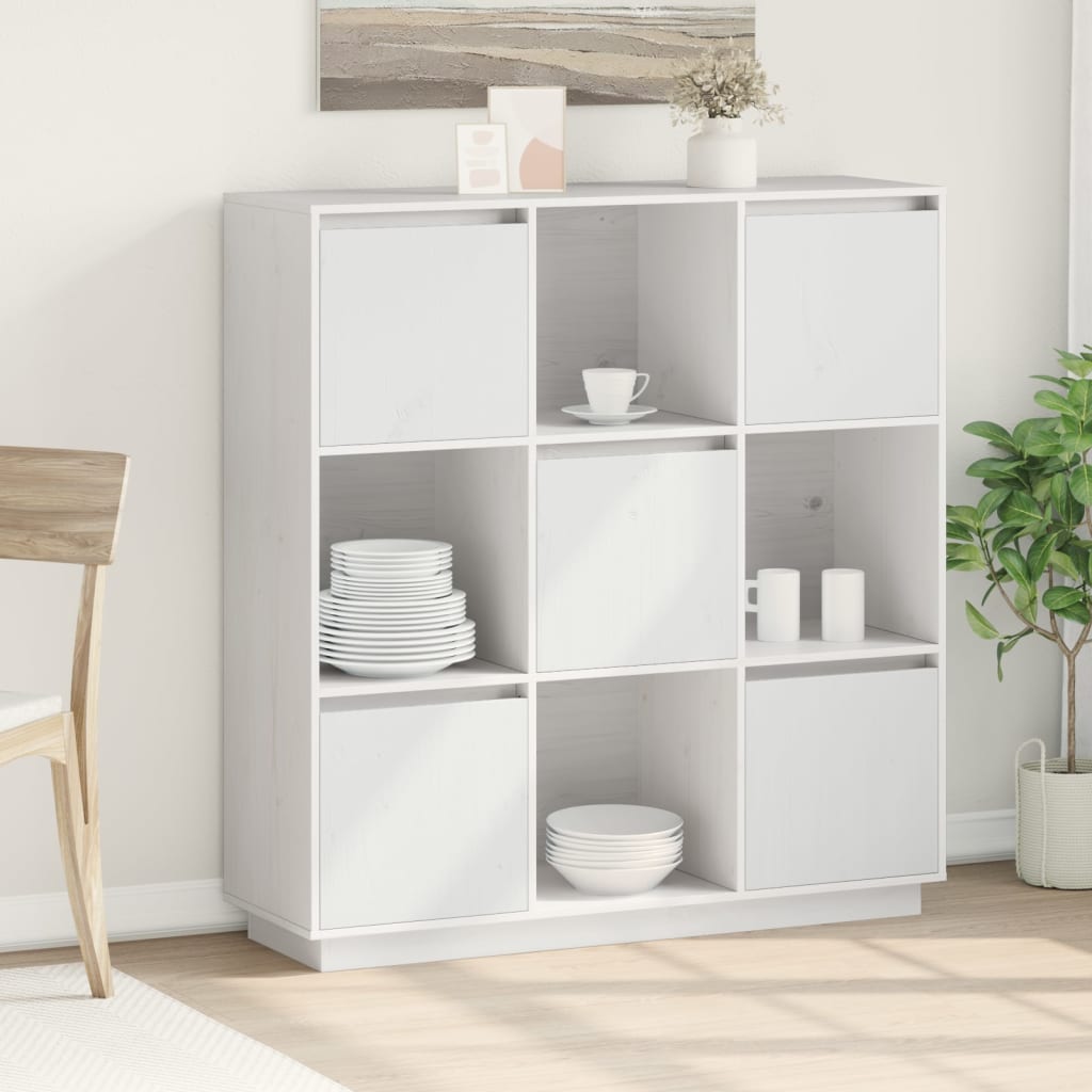 vidaXL Bahut haut blanc 110,5x35x117 cm en pin massif