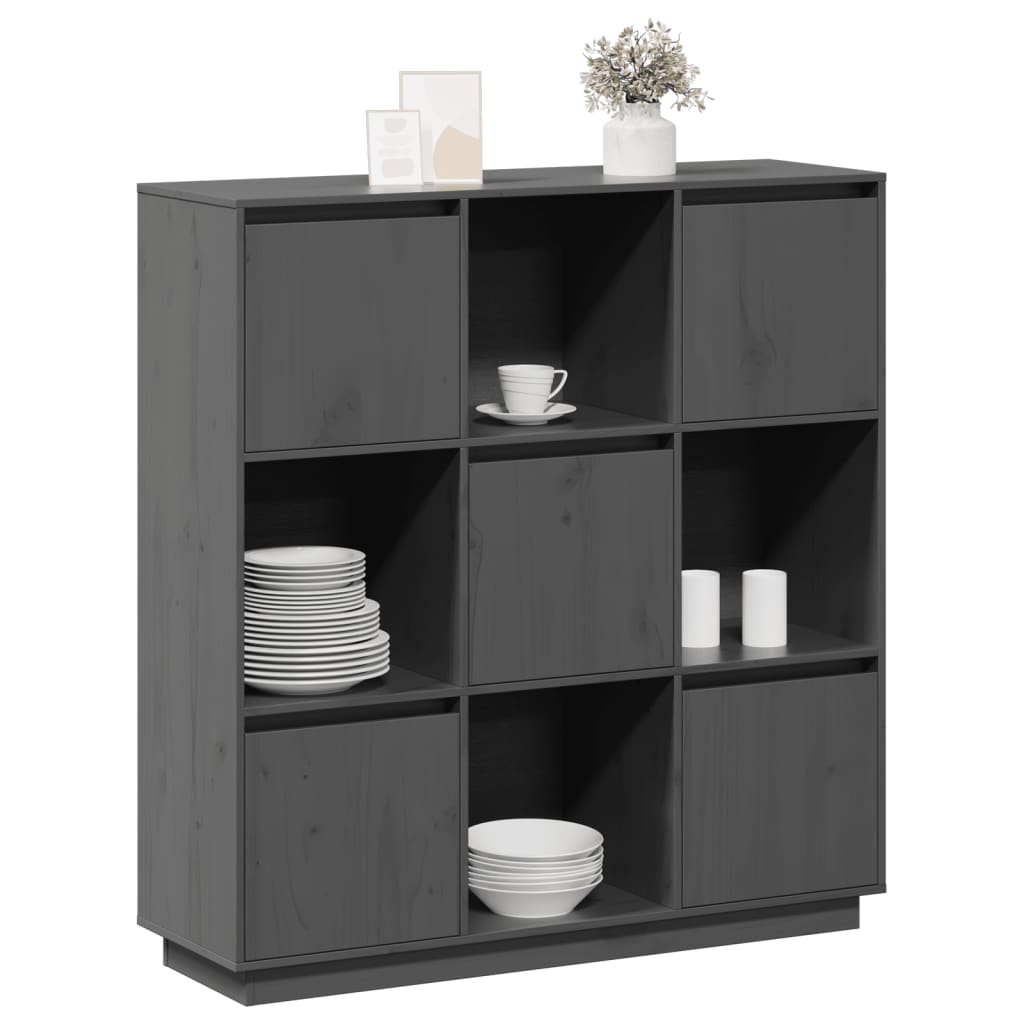 vidaXL Buffet haut gris 110,5x35x117 cm Bois de pin massif